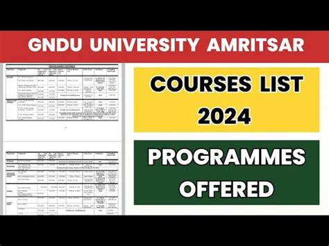 GNDU Amritsar Course Admission 2024 .